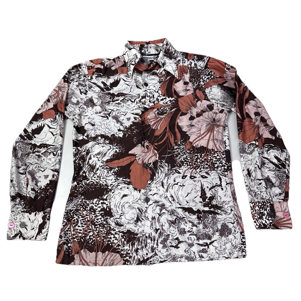 Vtg 60s 70s‎ Spire Shirt Mens Polyester Disco Hippy  Medium Flower
